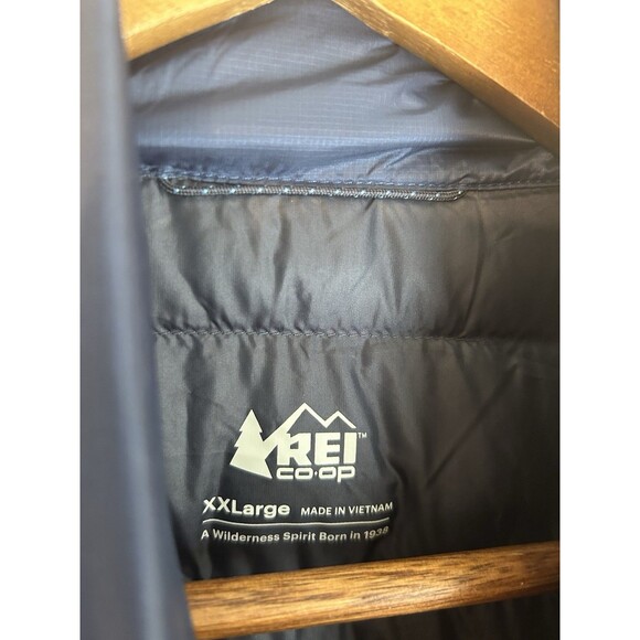 REI Co-op Blue 650 Fill Down Puffer Vest Men's 2XL Full Zip Ripstop Nylon Shell - Picture 4 of 7